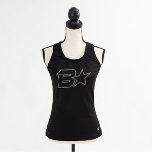 Black athletic tank top bling sparkle & stretch with rhinestone accent unique XL